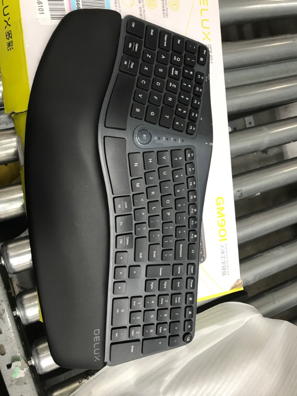 Photo 2 of Wireless Ergonomic Split Keyboard with Cushioned Palm Rest Against Carpal Tunnel, DELUX [Standard Ergo] Keyboard Series, Multi-Device Connection, Compatible with Windows, Mac OS