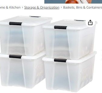 Photo 1 of ******NO LIDS*******
IRIS USA 4 Pack 72qt Plastic Storage Bin with Lid and Secure Latching Buckles, Pearl
