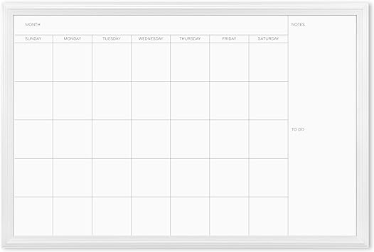 Photo 1 of U Brands Magnetic Dry Erase Calendar Board, 20 x 30 Inches, White Wood Frame (2075U00-01)
