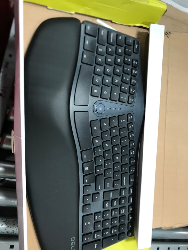 Photo 2 of DeLUX Wired Ergonomic Split Keyboard with Wrist Rest, [Standard Ergo] Keyboard Series with 2 USB Passthrough, Natural Typing Reducing Hand Pressure, 107 Keys for Windows and Mac OS (GM901U-Black)
