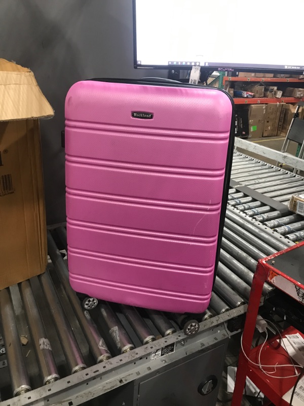 Photo 2 of ***SEE NOTES***Rockland Melbourne Hardside Expandable Spinner Wheel Luggage, Pink, Checked-Large 28-Inch Checked-Large 28-Inch Pink