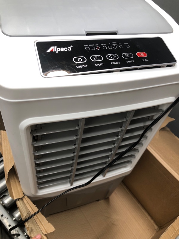 Photo 2 of ALPACA Portable Evaporative Air Cooler 3 in 1 Swamp Cooler with Remote Control, 5.3 Gal Water Tank, 3 Speed Cooling Fan, 4 Ice Packs, Portable Air Conditioner Auto Oscillation for Room, Home & Office 1800CFM