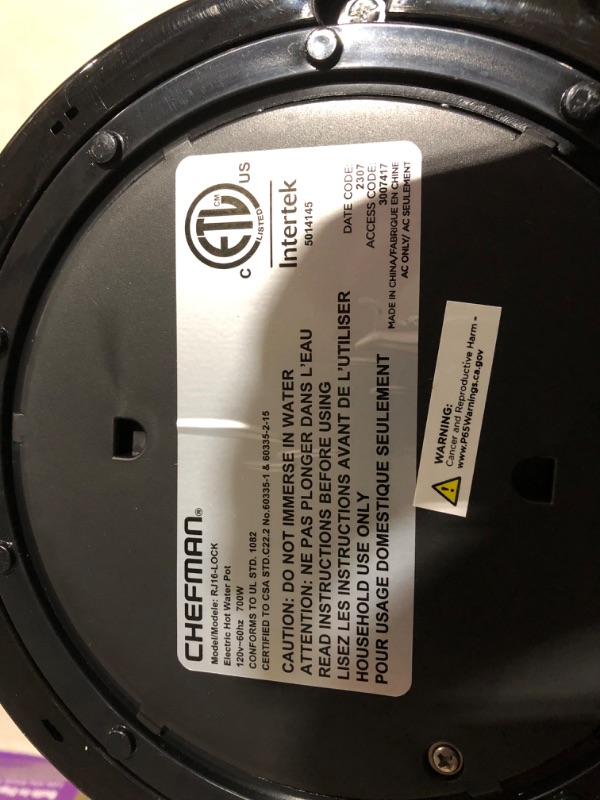 Photo 4 of ***NOT FUNCTIONAL - FOR PARTS - NONREFUNDABLE - SEE NOTES***
Chefman Electric Hot Water Pot Urn w/Auto & Manual Dispense Buttons, Stainless Steel, 3.6L/3.8QT