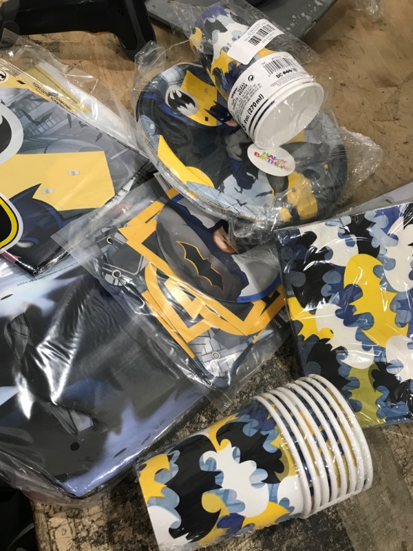 Photo 2 of Batman Party Supplies | Batman Birthday Decorations | Includes Batman Plates, Table Cover, Masks, Napkins and Batman Banner | Superhero Birthday Decorations and Batman Decor for Boys Serves 16