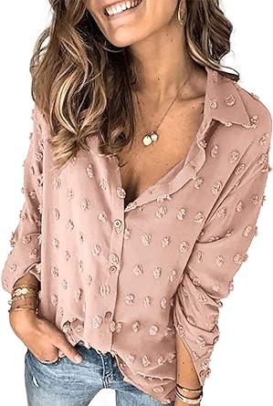 Photo 1 of Astylish Women 2023 Pompom Button Down Shirt Casual Blouse Top   SIZE M
