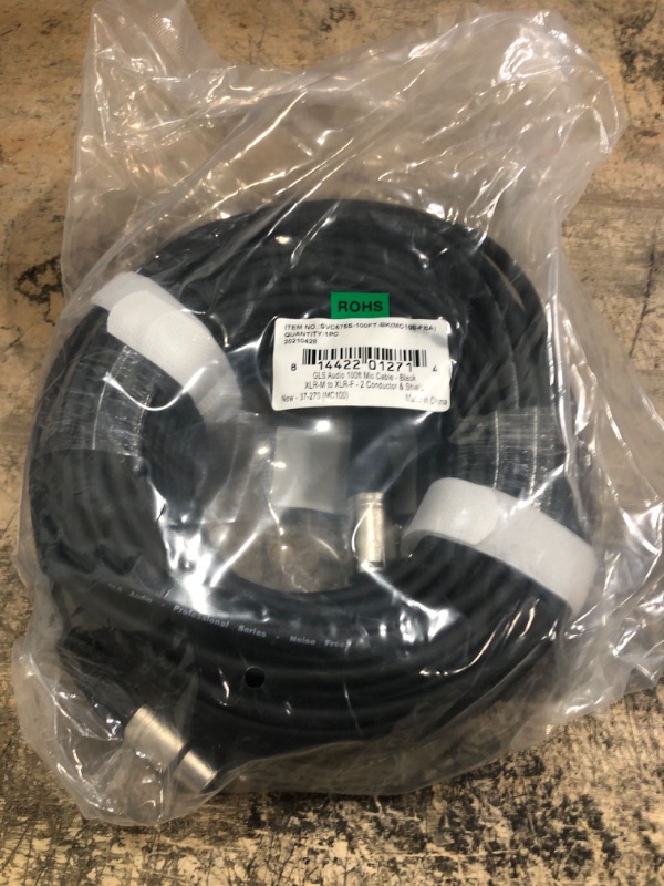 Photo 2 of gls audio 100ft mic cable patch cords - xlr male to xlr female black microphone cables - 100' balanced mike snake cord - single