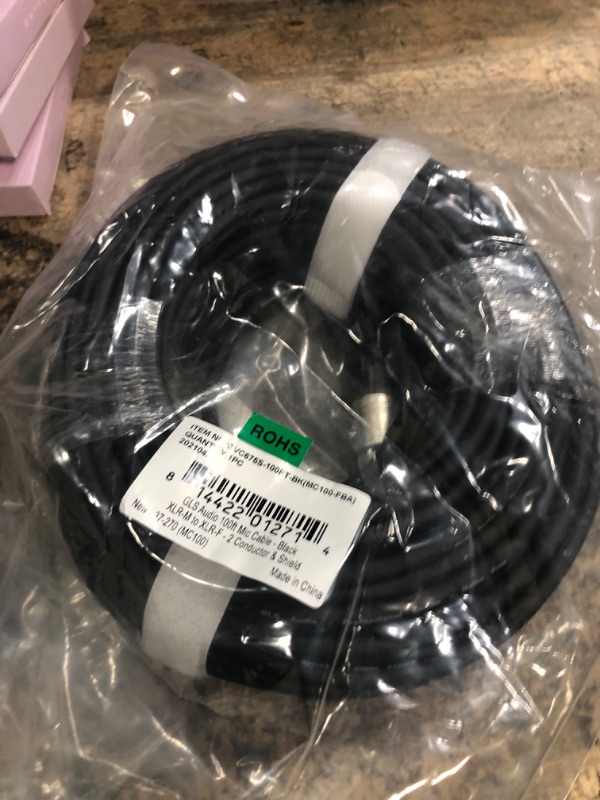 Photo 2 of gls audio 100ft mic cable patch cords - xlr male to xlr female black microphone cables - 100' balanced mike snake cord - single