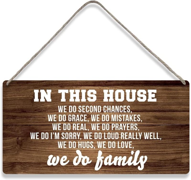 Photo 1 of 2 PACK Tokpac Country Style Wall Decor in This House We Do Family Wooden Signs Rustic Hanging Wall Plaque Family Sign Home Decor Present 10 x 5 Inches