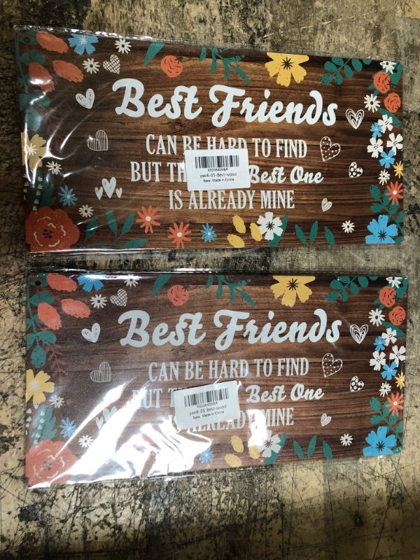 Photo 2 of 2 PACK Tokpac Country Style Wall Decor Best Friends Can Be Hard to Find Wooden Signs Positive Rustic Hanging Wall Plaque Sign Home Decor Friendship Present 12 x 6 Inches