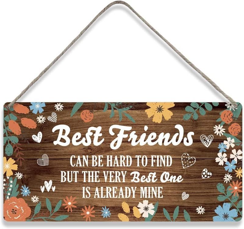 Photo 1 of 2 PACK Tokpac Country Style Wall Decor Best Friends Can Be Hard to Find Wooden Signs Positive Rustic Hanging Wall Plaque Sign Home Decor Friendship Present 12 x 6 Inches