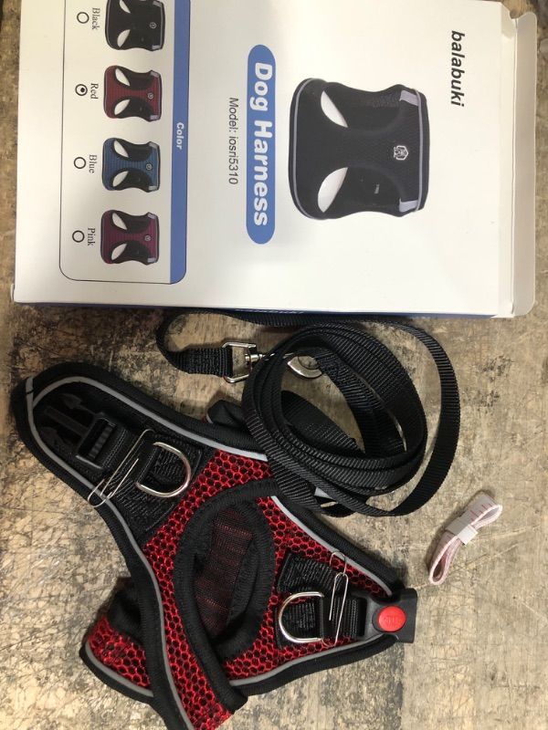 Photo 2 of 2 PACK Balabuki Dog Harness Vest for Small and Medium Dogs No Pull, Easy Walk Soft Step in Escape Proof Reflective Harness and Leash Set, S Red