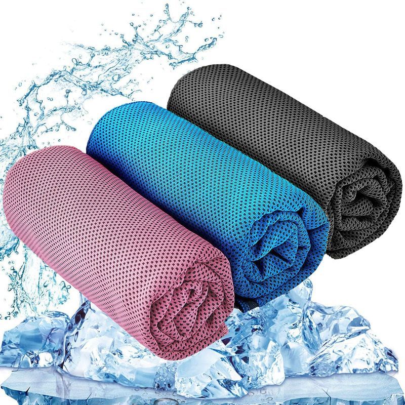 Photo 1 of 2 PACK(6 PIECES TOTAL) YQXCC 3 Pcs Cooling Towel (47"x12") Cool Cold Towel for Neck, Microfiber Ice Towel, Soft Breathable Chilly Towel for Yoga, Golf, Gym, Camping, Running, Workout & More Activities