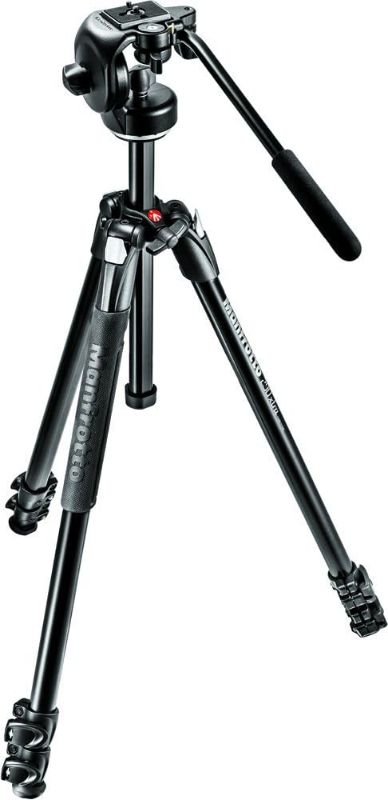 Photo 1 of Manfrotto 290 Xtra Aluminum 3-Section Tripod Kit with Fluid Video Head (MK290XTA3-2WUS)