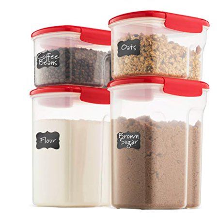 Photo 1 of Airtight Food-Storage Containers (4 Pack) with Lids BPA-Free Plastic Kitchen Pantry Storage Containers - Dry-Food-Storage Containers Set for Flour Ce
