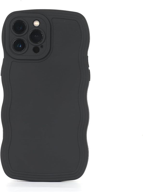 Photo 1 of DSGLUYZ Case for iPhone 14 Pro Max 6.7 Inch Pure TPU Cover Case Wave-Shape Curly Design Soft Flexible Protective Case for Women/Lady (Black) 