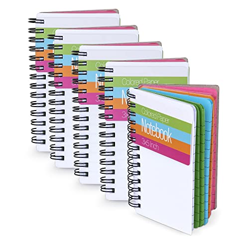 Photo 1 of 3x5" Memo Notebook - Colorful Pocket Spiral Notebook - 3x5 Inch Bright Colored Lined Notebook Paper, Wide Ruled Pages, Perforated Notepad Memo Books