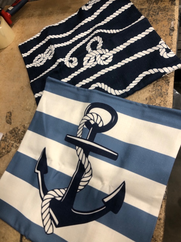 Photo 1 of 2 PILLOWS SAILOR BLUE WHITE 