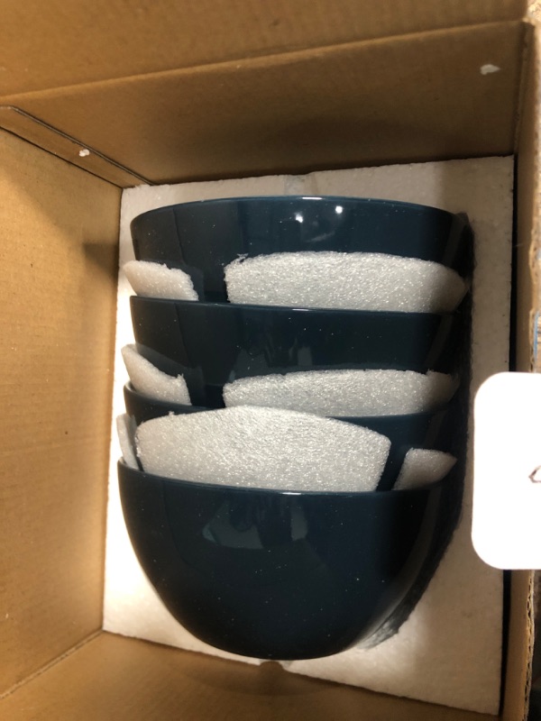 Photo 2 of 4 Pcs Cereal Bowls, 800ml Soup Bowl Polka Dot Striped Porcelain Bowls Set Blue for Cereal Noodles Salad Ramen Oatmeal Snack, Dishwasher & Microwave Safe Set of 4