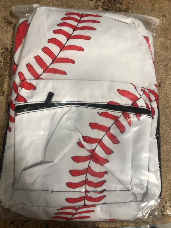 Photo 2 of Baseball Print Backpack, 16 Inches Softball Bag Waterproof Travel Boys Girls baseball backpack