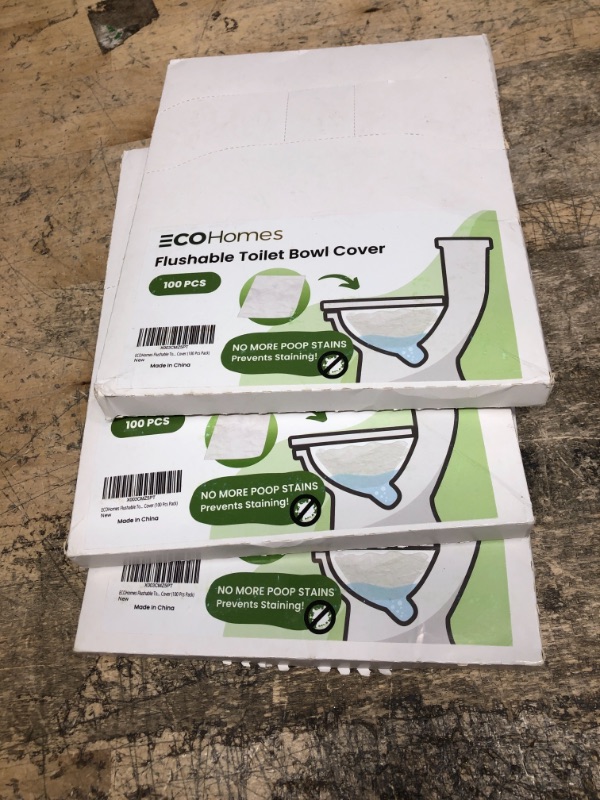 Photo 2 of 3 PACK ECOHomes Flushable Toilet Bowl Liner Sheet Cover (100 PCs Pack) - No More Poop Stain & Dirty Splash-back - For RV, Home, Office or Travel | Biodegradable, Dissolvable, Universal Size & Hygienic