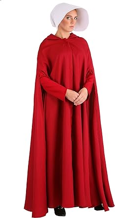 Photo 1 of Adult Handmaid's Tale Costume Womens, Hooded Red Cloak Robe Halloween Outfit  lg
