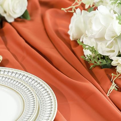 Photo 1 of 10 ft chiffon table runner  terracotta