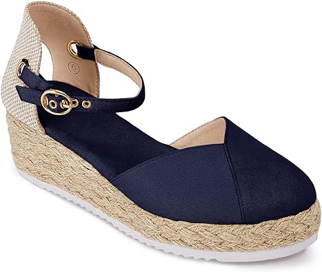 Photo 1 of Juliet Holy Womens Espadrilles Sandals Closed Toe Platform Ankle Strap Casual Summer WedgeS SZ 7
