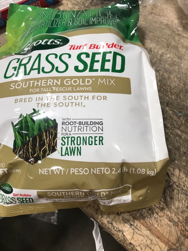 Photo 2 of Scotts Turf Builder Grass Seed Southern Gold Mix for Tall Fescue Lawns with Fertilizer and Soil Improver, 2.4 lbs. 2.4 lb.