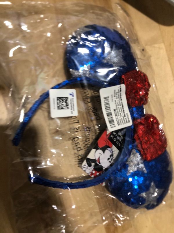 Photo 2 of Minnie Mouse Ears Headband Patriotic Stars Red White and Blue