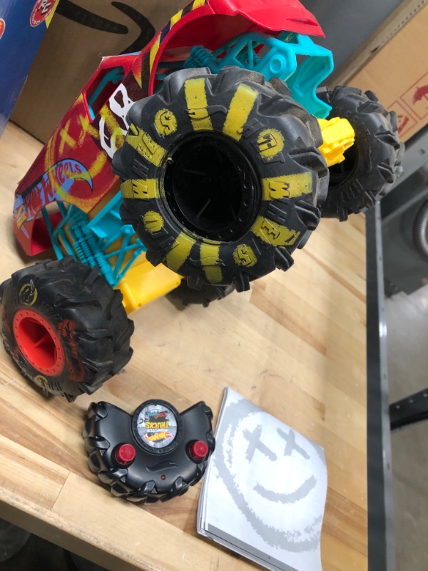 Photo 2 of ?Hot Wheels RC Monster Trucks 1:15 Scale HW Demo Derby, 1 Remote-Control Toy Truck with Terrain Action Tires, Toy for Kids 4 Years Old & Older HW DEMO DERBY RC