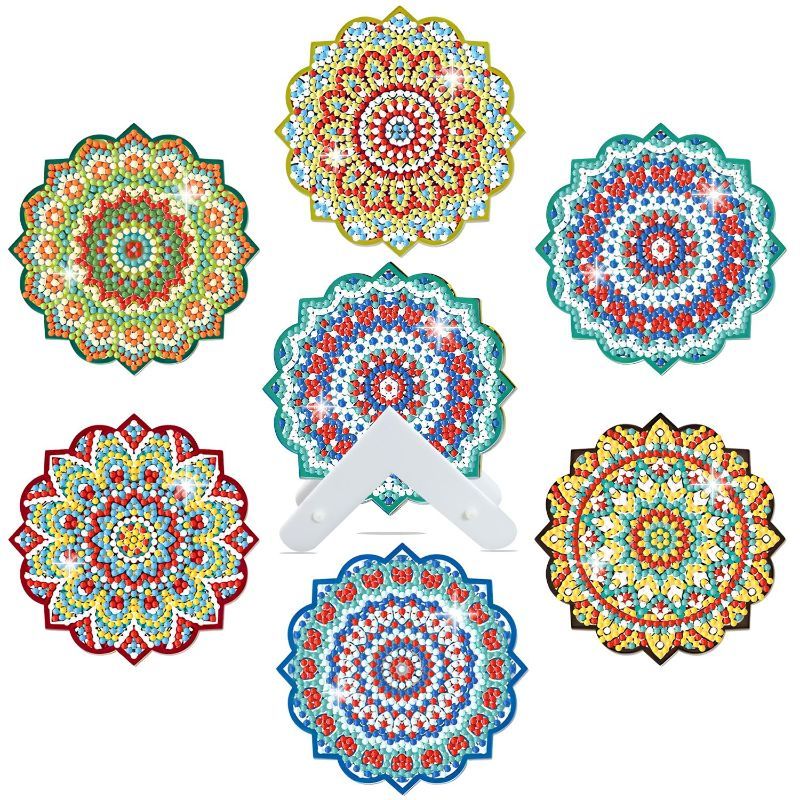 Photo 2 of 2 sets
Sinceroduct 6PCS Diamond Painting Coasters with Holder, Mandala Diamond Art Coasters, 5D DIY Diamond Art Coasters for Beginners, Adults & Kids Small Diamond Painting Craft Supplies Mandala X6