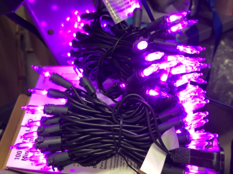 Photo 2 of 2 29 ft. 6 in. 100-Count Smooth LED Mini Purple Halloween String Lights