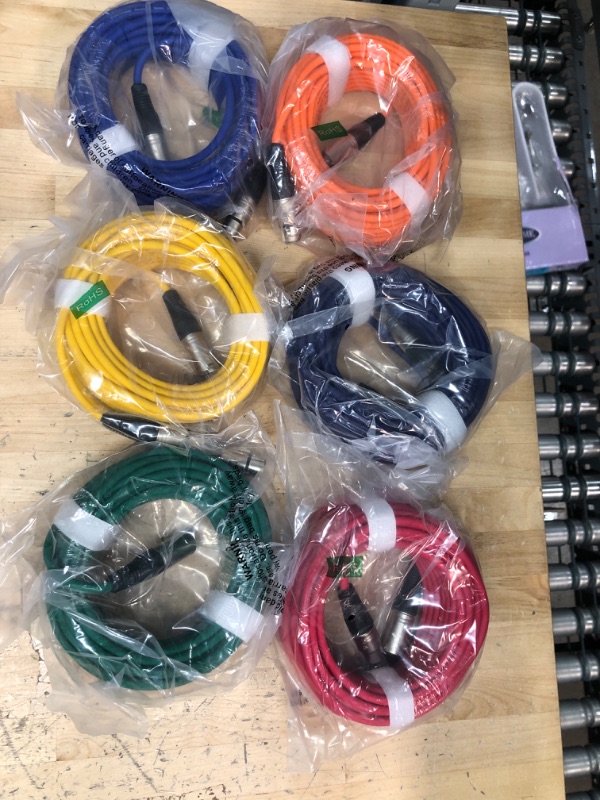 Photo 2 of GLS Audio 50ft Mic Cable Cords - XLR Male to XLR Female Colored Cables - 50' Balanced Mike Cord - 6 PACK