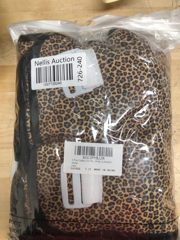 Photo 2 of 3 Pcs Castor Oil Pack for Organic Liver Reusable Castor Oil Wrap Flannel Soft Compress Wrap (Leopard Style)