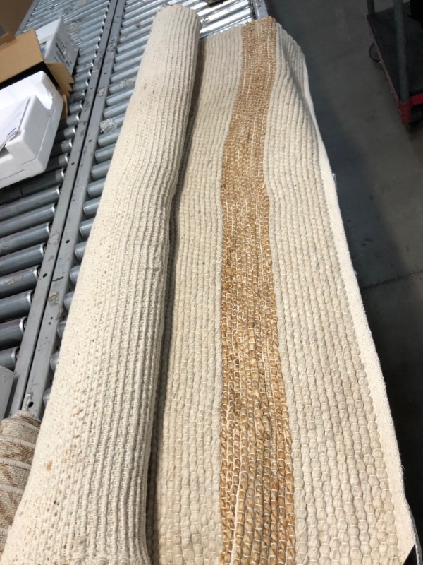 Photo 3 of 5' x 7' Handwoven Striped Jute Blend Area Rug in Natural Tones