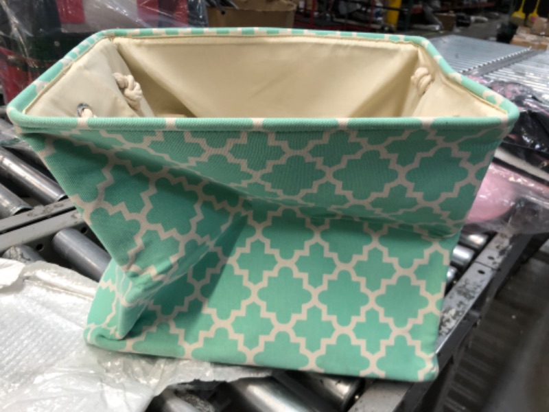 Photo 2 of 17.5 x 12 x 15 Large Polyester Rectangle Lattice Storage Bin Aqua - Design Imports