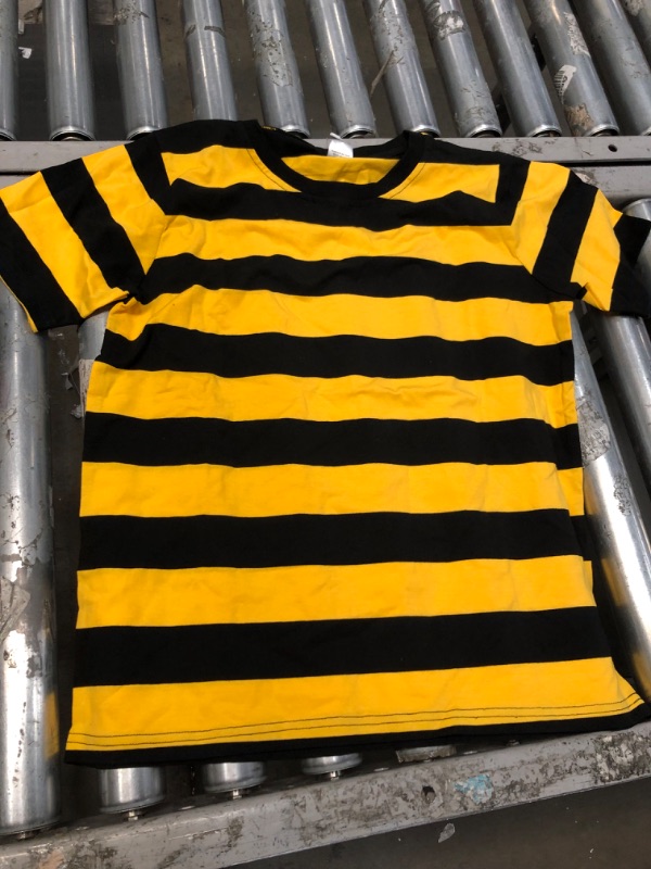 Photo 3 of Formeet17 Women’s short  Sleeve Striped T-Shirt Stretchy Comfy Scoop Neck Shirt Small Yellow/Black Stripes