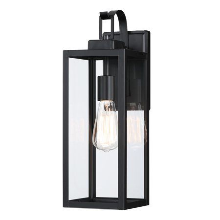 Photo 1 of 1-Light Matte Black Outdoor Wall Lantern Sconce with Dusk to Dawn
