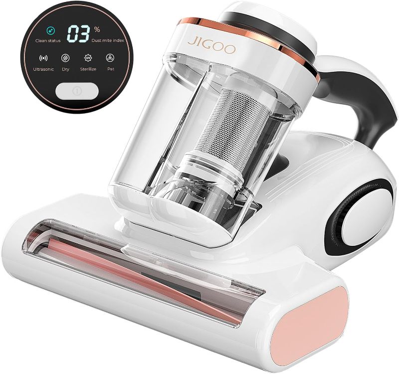 Photo 1 of JIGOO Bed Vacuum Cleaner with Dust Sensor, Anti-allergen Mattress Vacuum Cleaner with UV & Ultrasonic and High Heating, 13Kpa Suction 500W Powerful Double-Cup Handheld Vacuums (J300,Corded)
