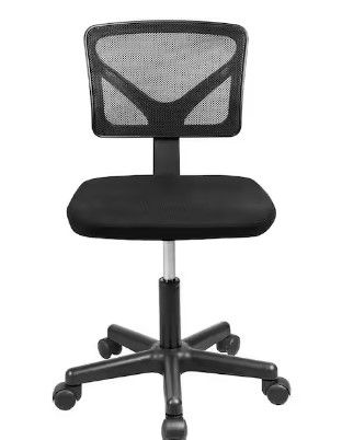 Photo 1 of Black Armless Office Chair Breathable Mesh Covering Silent Swiveling Casters Low Back Support for Computer Tasks
