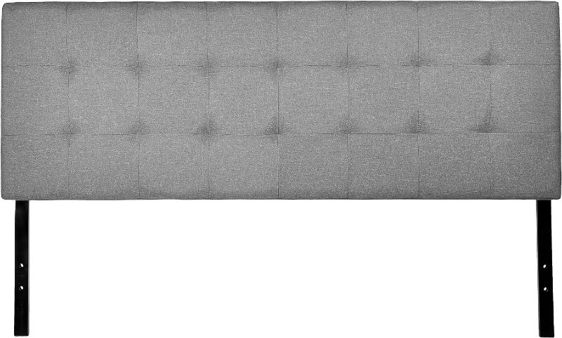 Photo 1 of Amazon Basics Faux Linen Upholstered Tufted Headboard, Queen, Gray
