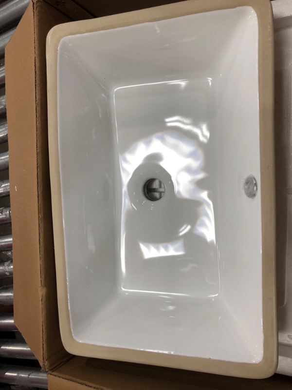 Photo 2 of 20.9 Inch Rectrangle Undermount Vitreous Ceramic Lavatory Vanity Bathroom Sink Pure White