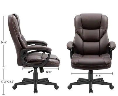 Photo 1 of ***INCOMPLETE****   LACOO Big and Tall Brown Leather High Back Executive Chair with Swivel Seat