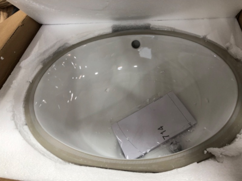 Photo 2 of 19-1/2 in. x 16 in. Oval Undermount Vitreous Glazed Ceramic Lavatory Vanity Bathroom Sink Pure White