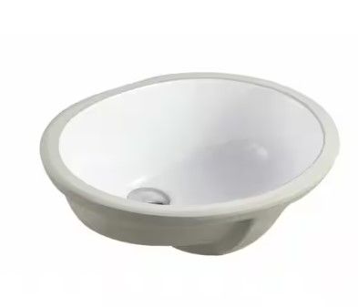 Photo 1 of 19-1/2 in. x 16 in. Oval Undermount Vitreous Glazed Ceramic Lavatory Vanity Bathroom Sink Pure White