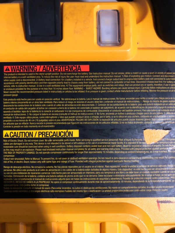 Photo 5 of * wont hold a charge * sold for parts/repair * 
DEWALT DXAEPS14 1600 Peak Battery Amp 12V Automotive Jump Starter/Power Station with 500 Watt AC Power