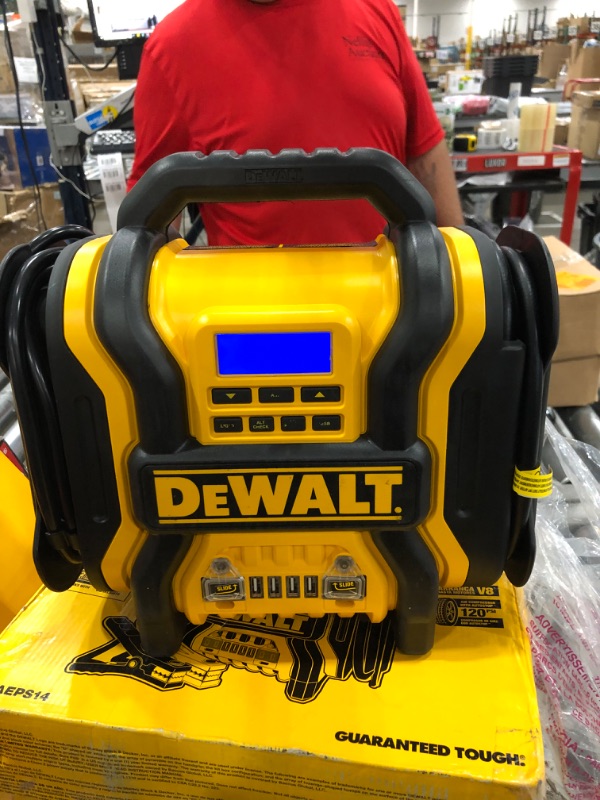Photo 2 of * wont hold a charge * sold for parts/repair * 
DEWALT DXAEPS14 1600 Peak Battery Amp 12V Automotive Jump Starter/Power Station with 500 Watt AC Power