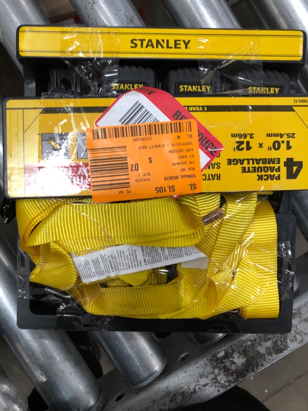 Photo 1 of 1 in. x 12 ft. / 1500 lbs. Break Strength Ratchet Straps (4 Pack)