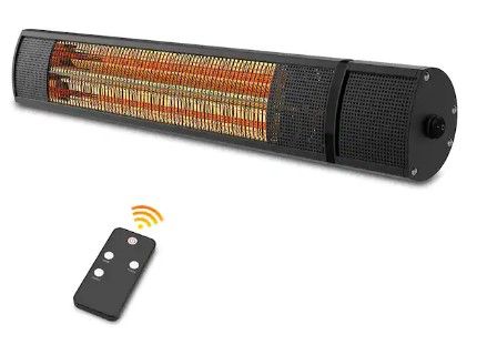 Photo 1 of 1500-Watt Wall Mounted Outdoor Metal Electric Patio Heater with Remote Control