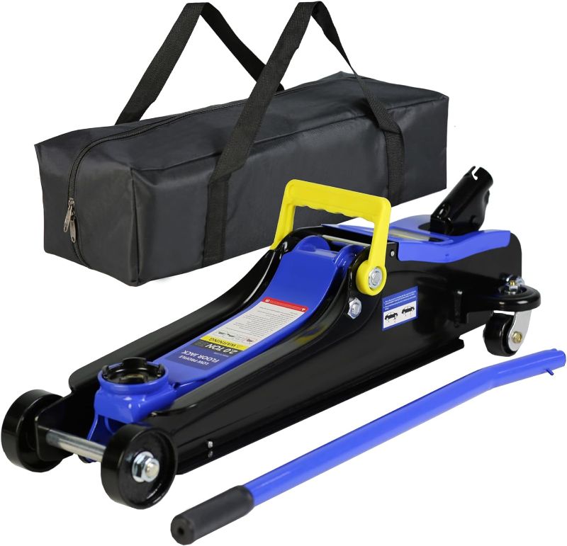 Photo 1 of 2 Ton Low Profile Floor Jack, Professional Trolley Hydraulic Jack, Heavy Duty Steel Racing Floor Jack with Single Piston Quick Lift Pump, 2Ton (4,000 lb) Capacity, Lift Range 3.3"-15.2"